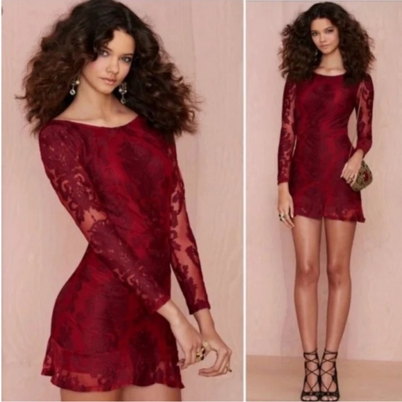 For Love And Lemons Burgundy Lace Dress - Picture 5 of 14
